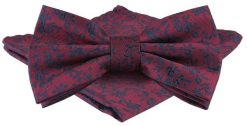 Mucha Męska z Poszetką w Zestawie - Alties - Bordo w Drobne Kwiatki. Czerwone krawaty i muchy męskie Alties, bez wzorów, eleganckie. Za 65.00 zł.