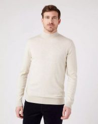 WRANGLER SEASONAL KNIT MĘSKI SWETER GOLF OAT MELE W8D12PC17 112321351. Swetry męskie Wrangler, m, bez wzorów, bez kołnierzyka. Za 169.99 zł.