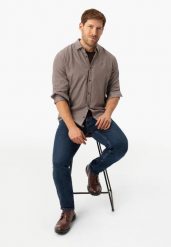 Koszula bawełniana K-MADO. Szare koszule męskie Volcano, l, bez wzorów, z bawełny, bez kołnierzyka, bez ramiączek. Za 149.99 zł.