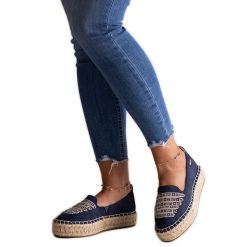 Granatowe espadryle Big Star JJ274889 niebieskie. Niebieskie espadryle damskie bez wzorów, z materiału, bez obcasa, na platformie. Za 158.90 zł.