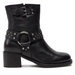 Botki Bronx. Czarne botki damskie Bronx, bez obcasa, na słupku, bez zapięcia. Za 759.99 zł.