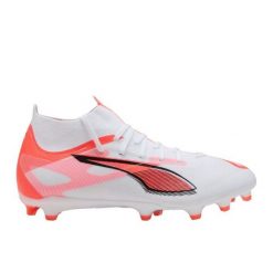 Buty piłkarskie Puma Ultra 5 Match+ FG/AG 108162 01 białe. Białe buty fitness męskie do piłki nożnej. Za 453.23 zł.
