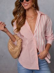 LA Angels Bluzka w kolorze jasnoróżowo-białym rozmiar: M. Różowe bluzki damskie LA Angels, m, bez wzorów, bez kołnierzyka, bez ramiączek. Za 143.90 zł.