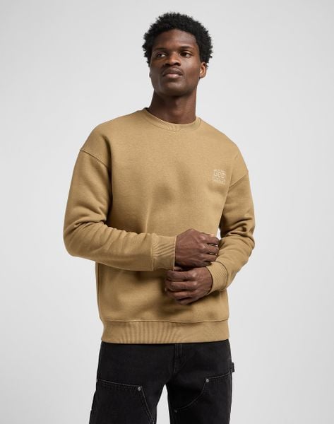 MESKA BLUZA LEE WW ESSENTIAL CREW DARK KHAKI 112372357. Brązowe bluzy bez kaptura męskie Lee, s. Za 169.99 zł.