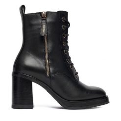 Trzewiki MEXX. Czarne botki damskie Mexx, bez obcasa, na słupku, bez zapięcia. Za 259.99 zł.