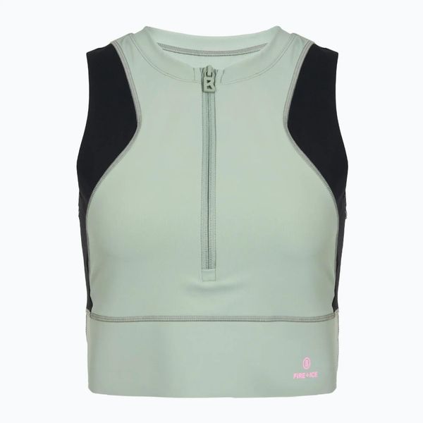 Koszulka treningowa damska BOGNER FIRE+ICE Caia 1/4 Zip. Zielone bluzki sportowe damskie m, z elastanu, bez kołnierzyka, bez ramiączek. Za 519.99 zł.