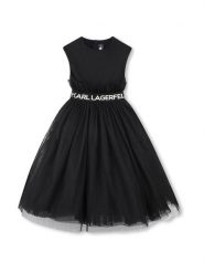 Karl Lagerfeld Kids Sukienka codzienna Z30467 D Czarny Regular Fit. Czarne sukienki dziewczęce Karl Lagerfeld Kids, bez wzorów, z syntetyku, bez ramiączek. Za 489.99 zł.