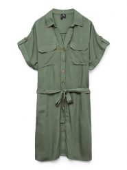 Vero Moda Sukienka w kolorze zielonym rozmiar: XS. Zielone sukienki damskie Vero Moda, na co dzień, s, bez wzorów, z tkaniny, klasyczne, bez kołnierzyka, bez ramiączek, midi, proste. Za 83.42 zł.