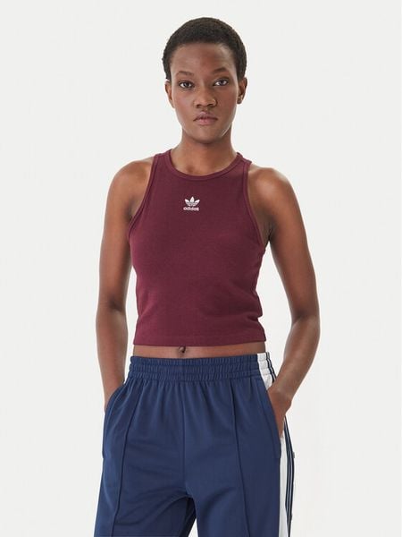 Adidas Top Essentials KD3824 Bordowy Slim Fit. Czerwone topy damskie Adidas, xs, bez wzorów, z bawełny, bez ramiączek. Za 101.99 zł.