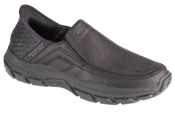 Buty sportowe Sneakersy męskie, Slip-Ins Respected - Elgin. Czarne buty sportowe na co dzień męskie Skechers, z materiału, bez zapięcia, trekkingowe. Za 679.70 zł.