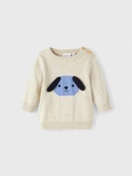 NAME IT Sweter 13207111 Beżowy Regular Fit. Brązowe swetry chłopięce Name it, bez wzorów, z bawełny, bez kołnierzyka. Za 169.99 zł.