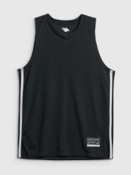 4F Koszulka do koszykówki loose szybkoschnąca uniseks - czarna S. Czarne t-shirty sportowe męskie 4f, m, z materiału, bez ramiączek, na fitness i siłownię. Za 119.99 zł.