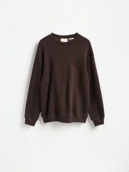 Bluza z włóknem bambusowym - ciemnobrązowy. Brązowe bluzy bez kaptura męskie Reserved, l, z bawełny. Za 159.99 zł.