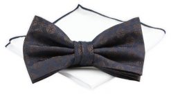 ZESTAW - Mucha z Poszetką Chattier - Granatowo-Brązowa. Niebieskie krawaty i muchy męskie Chattier, bez wzorów, eleganckie. Za 59.00 zł.