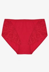Bordowe Bawełniane Majtki Figi z Koronką Idiana. Czerwone figi damskie Born2be, plus size, bez wzorów, z bawełny. Za 9.99 zł.