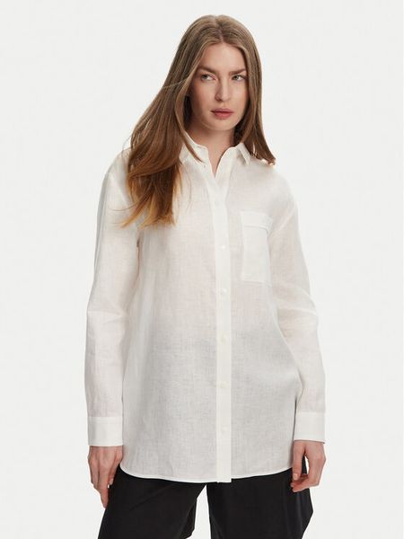 Max Mara Leisure Koszula Noel 2516111018 Biały Regular Fit. Białe koszule damskie Max Mara Leisure, bez wzorów, ze lnu, bez kołnierzyka, bez ramiączek. Za 499.00 zł.