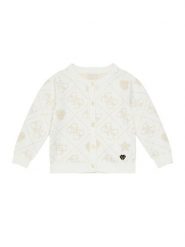 Guess Kardigan K5BR02 Z39N0 Beżowy Regular Fit. Brązowe swetry dziewczęce Guess, z aplikacjami, z syntetyku, bez kołnierzyka. Za 169.99 zł.
