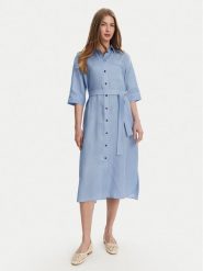 Max Mara Sukienka koszulowa Salute 2516221028 Błękitny Regular Fit. Niebieskie sukienki damskie Max Mara, bez wzorów, ze lnu, bez kołnierzyka, bez ramiączek, koszulowe. Za 1,419.00 zł.