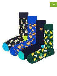 Happy Socks Skarpety (4 pary) "Beer & Pack Junk Food" ze wzorem rozmiar: 36-40. Skarpetki męskie Happy Socks, bez wzorów, prążkowane. Za 100.99 zł.