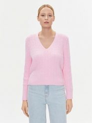 Tommy Hilfiger Sweter WW0WW39017 Różowy Regular Fit. Czerwone swetry klasyczne damskie Tommy Hilfiger, xxl, z bawełny, bez kołnierzyka. Za 599.99 zł.