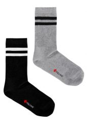 Sportowe skarpety z paskami A-HUGO, dwupak. Czarne skarpetki męskie Volcano, bez wzorów, z bawełny. Za 39.99 zł.