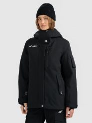 4F Kurtka snowboardowa membrana 15000 damska - czarna S. Czarne kurtki damskie 4f, na zimę, s, bez wzorów, z materiału, bez kaptura. Za 699.99 zł.