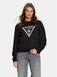 Guess Bluza W5RQ09 K8802 Czarny Regular Fit. Czarne bluzy bez kaptura damskie Guess, xs, z syntetyku. Za 209.99 zł.