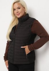 Czarna Pikowana Kamizelka o Klasycznym Kroju ze Stójką i Zasuwanymi Kieszeniami Celoriah. Czarne kamizelki damskie Born2be, plus size, z jeansu. Za 74.99 zł.