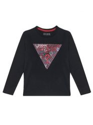Guess Bluzka L5BI04 I3Z14 Czarny Regular Fit. Czarne t-shirty chłopięce Guess, z aplikacjami, z bawełny, bez ramiączek. Za 89.99 zł.