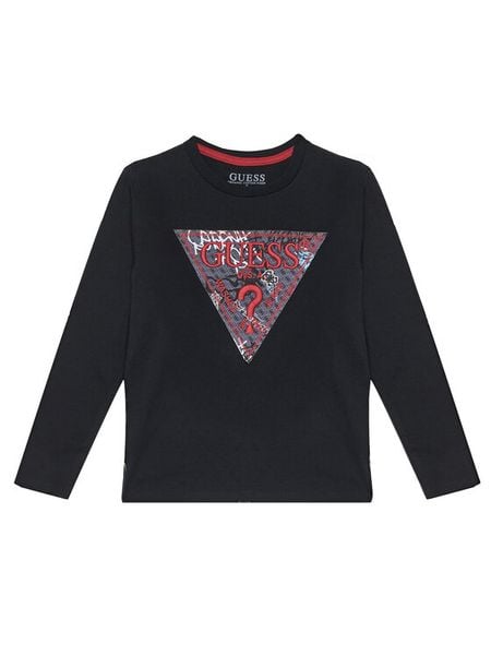 Guess Bluzka L5BI04 I3Z14 Czarny Regular Fit. Czarne t-shirty chłopięce Guess, z aplikacjami, z bawełny, bez ramiączek. Za 69.99 zł.