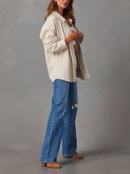 Milan Kiss Koszula w kolorze kremowym rozmiar: L. Brązowe koszule damskie Milan Kiss, l, bez wzorów, z bawełny, bez kołnierzyka, bez ramiączek. Za 152.99 zł.