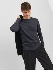 Jack & Jones Sweter w kolorze antracytowym rozmiar: XXL. Czarne swetry męskie Jack & Jones, xxl, bez wzorów, z bawełny, bez kołnierzyka. Za 92.42 zł.