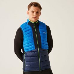 Kurtka puchowa bez rękawów Regatta Leedre Hybrid. Niebieskie kamizelki męskie Regatta, m, bez wzorów, z puchu, eleganckie, bez kaptura. W wyprzedaży za 139.99 zł.