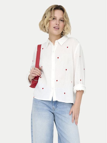 ONLY Koszula Heart 15332482 Biały Regular Fit. Białe koszule damskie Only, m, bez wzorów, z bawełny, bez kołnierzyka, bez ramiączek. Za 144.99 zł.
