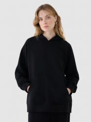 4F Bluza dresowa nierozpinana z kapturem damska - czarna L. Czarne bluzy sportowe damskie 4f, l, z bawełny. W wyprzedaży za 79.99 zł.