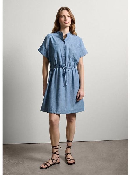 STEFANEL Sukienka w kolorze błękitnym rozmiar: M. Niebieskie sukienki damskie Stefanel, na co dzień, m, bez wzorów, z bawełny, bez kołnierzyka, bez ramiączek, midi, proste. Za 173.99 zł.