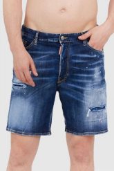 DSQUARED2 Jeansowe szorty męskie. Niebieskie szorty męskie Dsquared2, z bawełny, bez kołnierzyka. W wyprzedaży za 1,499.99 zł.