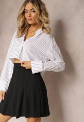 Czarna Rozkloszowana Spódnica Zapinana na Zamek Błyskawiczny z Zakładkami Sonarella. Czarne spódniczki damskie Renee, xs, bez wzorów, z bawełny, eleganckie, mini, rozkloszowane. Za 44.99 zł.