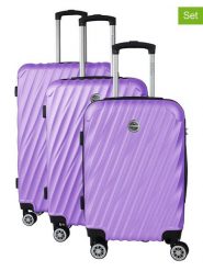 Geographical Norway 3-częściowy zestaw "Swap" w kolorze fioletowym rozmiar: onesize. Różowe walizki Geographical Norway, bez wzorów, z materiału. Za 347.99 zł.