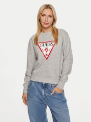 Guess Bluza W2YQ16 KBA11 Szary Regular Fit. Szare bluzy bez kaptura damskie Guess, m, z bawełny. Za 189.99 zł.
