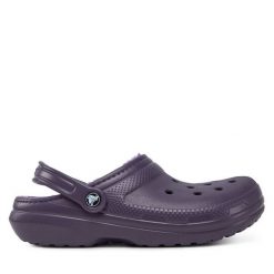 Klapki Crocs. Fioletowe klapki damskie Crocs, bez wzorów, bez obcasa. Za 259.99 zł.