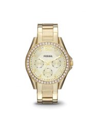 Fossil Zegarek Riley ES3203 Złoty. Żółte, analogowe zegarki męskie Fossil, złote. Za 529.99 zł.