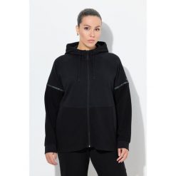 Damskie Bluza odblaskowe paski kaptur w połowie z eleganckiego weluru ottoman. Czarne bluzy z kapturem damskie Ulla Popken, plus size, z bawełny. Za 279.99 zł.