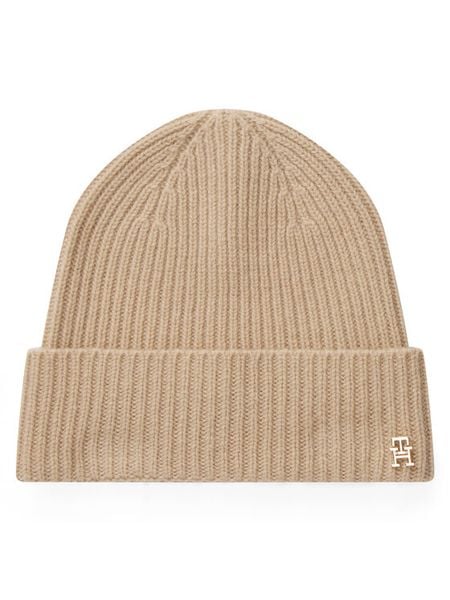 Tommy Hilfiger Czapka Th Cashmere AW0AW17772 Beżowy. Brązowe czapki zimowe damskie Tommy Hilfiger, z kaszmiru. Za 349.99 zł.