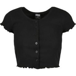 Koszulka damska Urban Classics cropped button up rib. Czarne bluzki sportowe damskie Urban Classics, prążkowane, bez kołnierzyka, bez ramiączek. Za 145.00 zł.