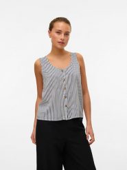 Vero Moda Top w kolorze granatowo-białym rozmiar: XS. Białe topy damskie Vero Moda, s, bez wzorów, z wiskozy, bez kołnierzyka. Za 43.99 zł.