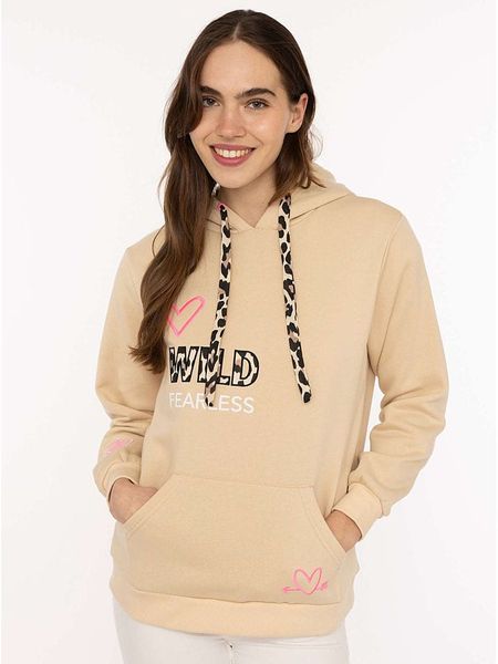 Zwillingsherz Bluza "Fearless" w kolorze beżowym rozmiar: S/M. Brązowe bluzy z kapturem damskie Zwillingsherz, m. Za 166.49 zł.