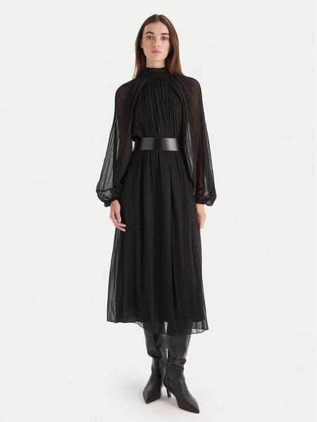 KAOS Sukienka koktajlowa RI1GX006 Czarny Regular Fit. Czarne sukienki damskie KAOS, bez wzorów, z syntetyku, wizytowe, bez kołnierzyka, bez ramiączek. Za 689.99 zł.