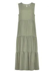 Sublevel Sukienka w kolorze oliwkowym rozmiar: S. Brązowe sukienki damskie Sublevel, s, bez wzorów, z wiskozy, bez kołnierzyka, bez ramiączek, midi. Za 82.99 zł.