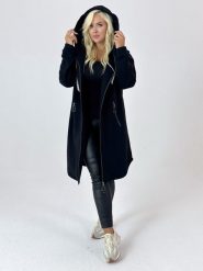 Ciepła dresowa płaszczo-bluza Daria w czarnym kolorze XXL OVERSIZE JESIEŃ. Czarne bluzy z kapturem damskie Moda Size Plus Iwanek, na jesień, l, z bawełny. Za 359.90 zł.